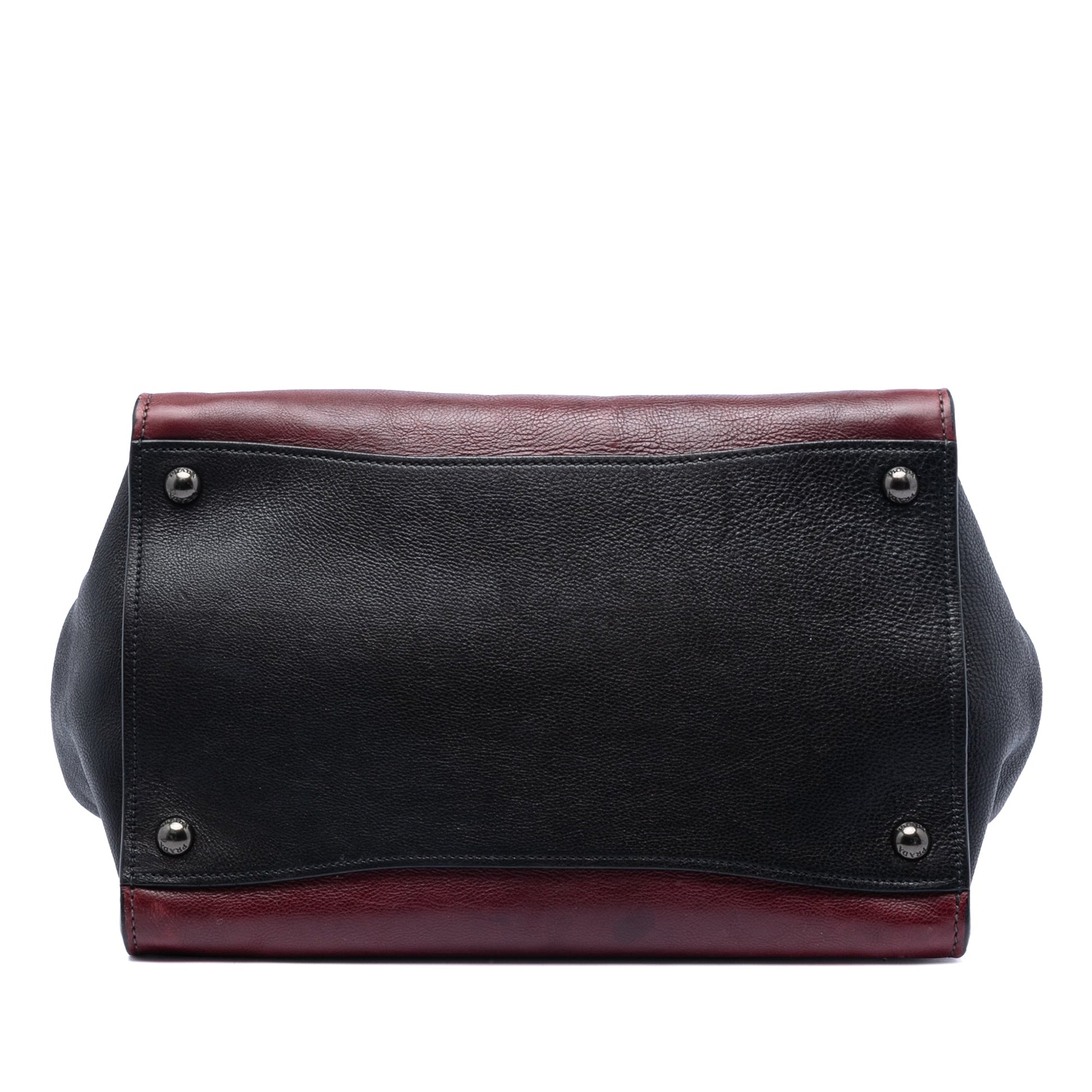 Prada Bicolor Glace Calf Twin Pocket Double Handle Satchel