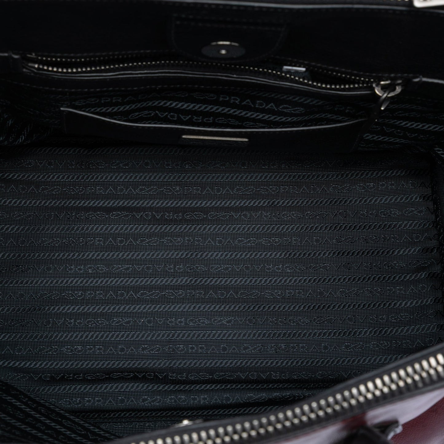 Prada Bicolor Glace Calf Twin Pocket Double Handle Satchel