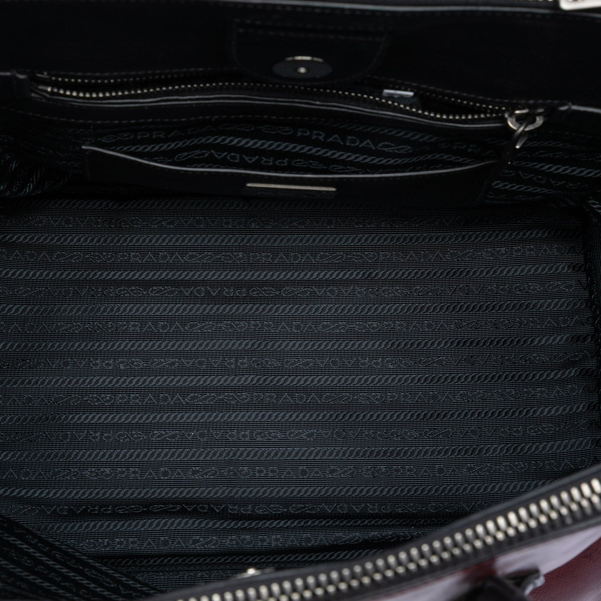 Prada Bicolor Glace Calf Twin Pocket Double Handle Satchel
