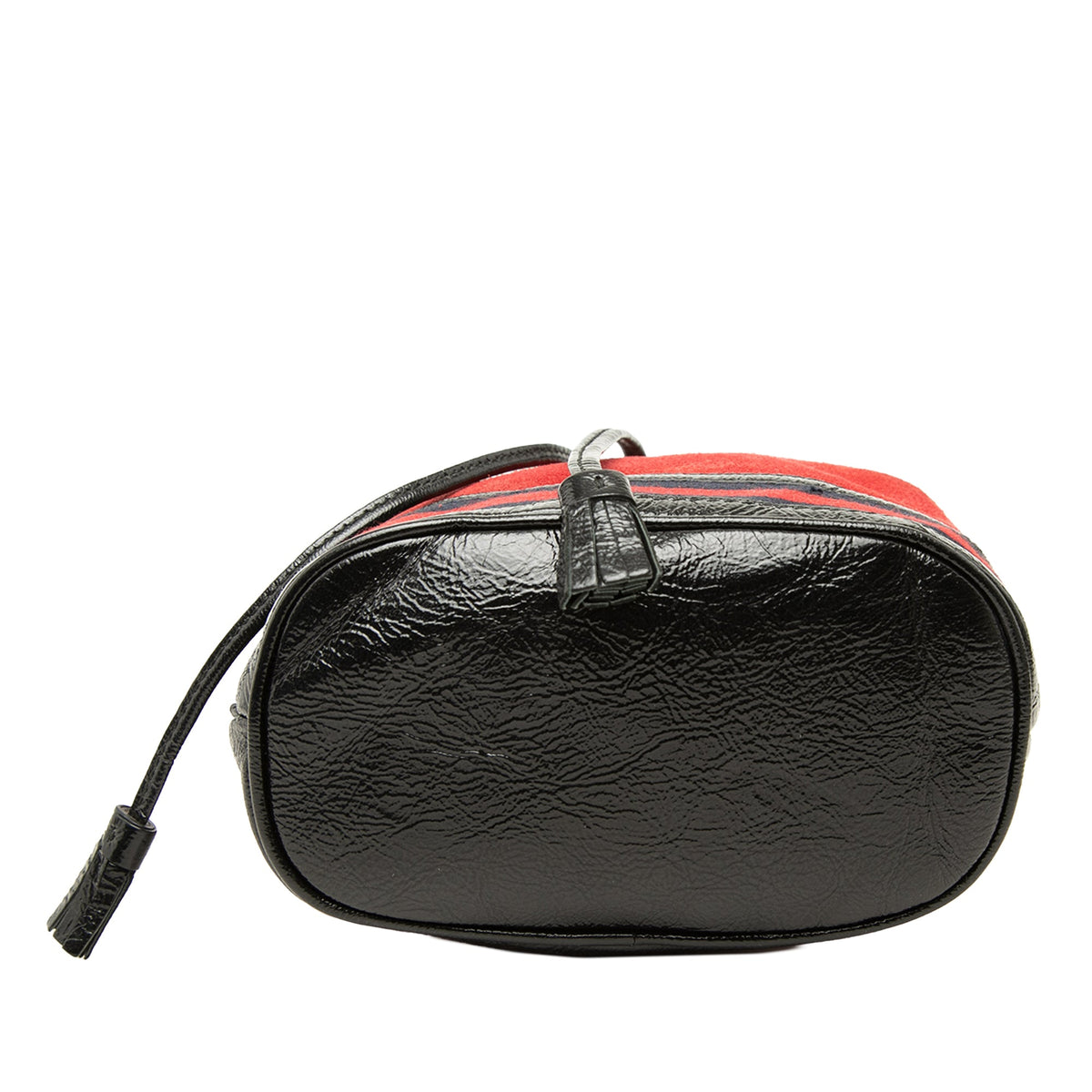 Gucci Mini Suede and Patent Web Ophidia Bucket Bag