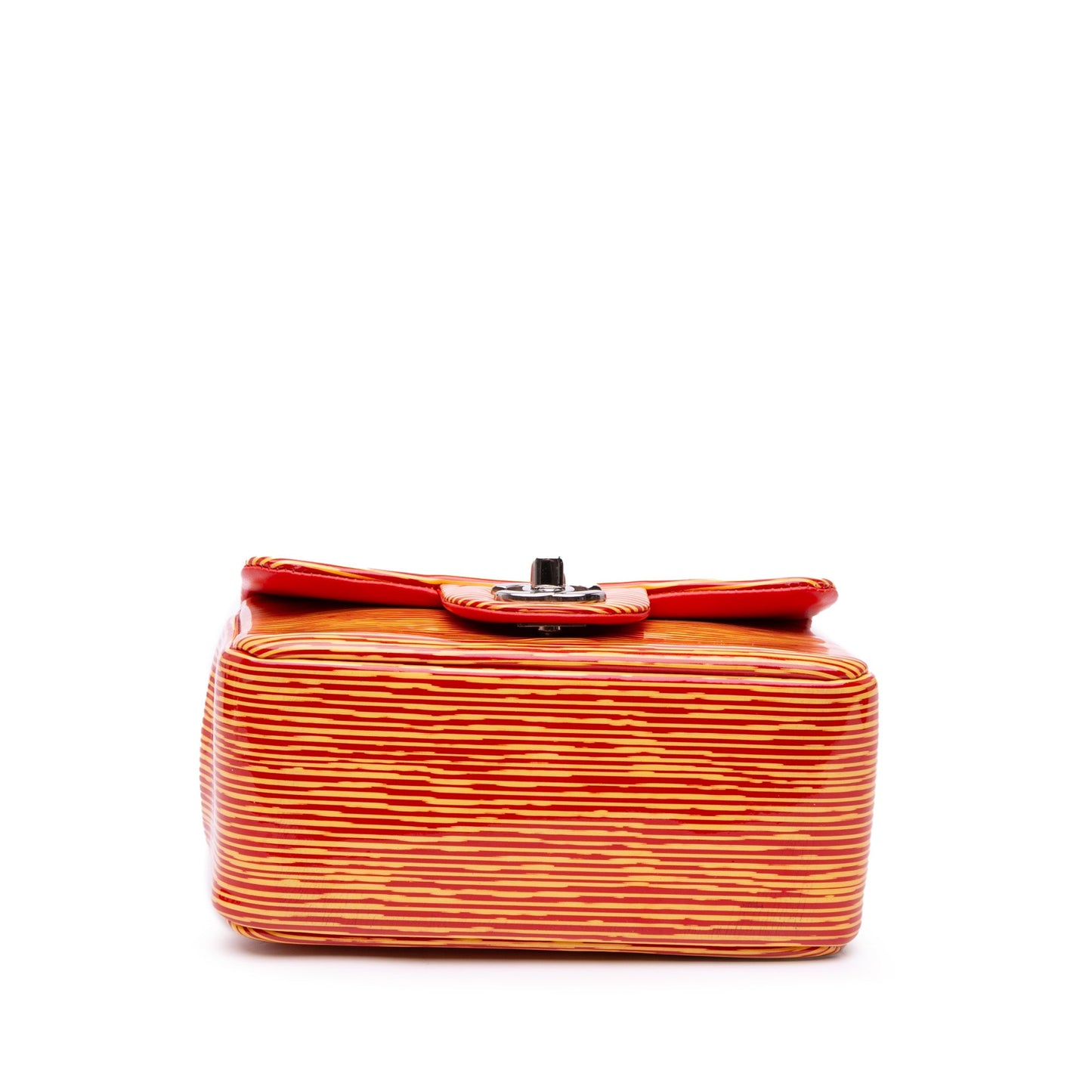 Chanel Mini Square Classic Patent Striped Single Flap
