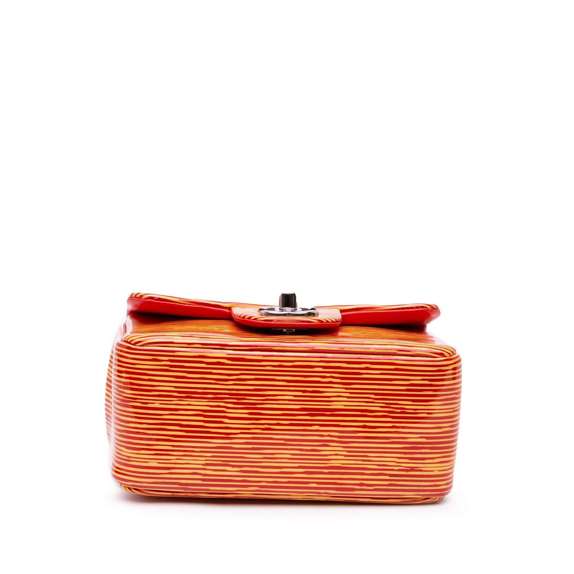 Chanel Mini Square Classic Patent Striped Single Flap