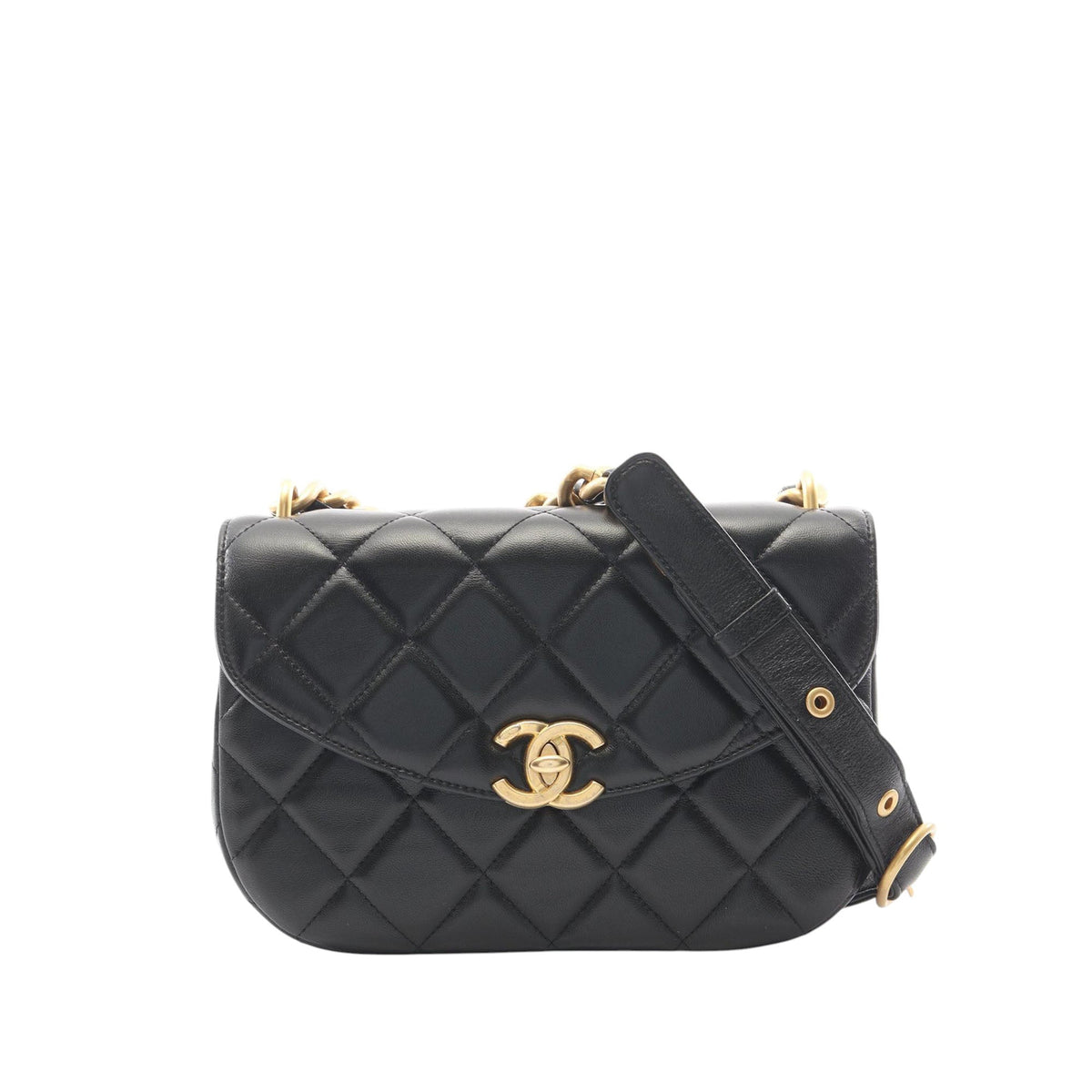 Chanel Quilted Lambskin Half Moon Single Flap