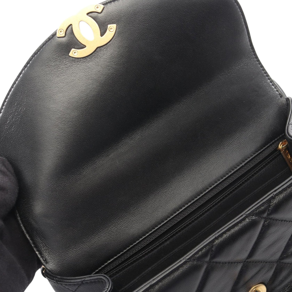 Chanel Quilted Lambskin Half Moon Single Flap