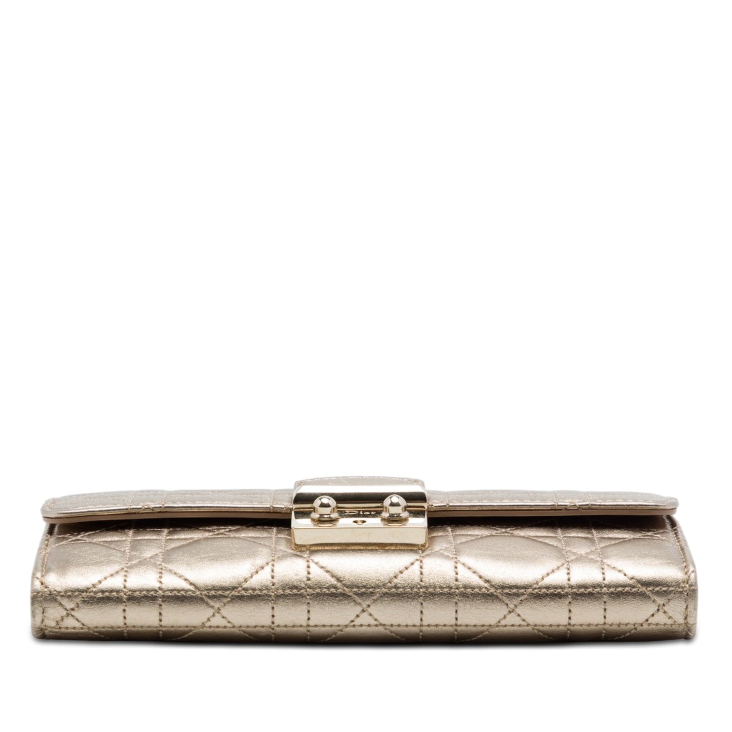 Dior Metallic Lambskin Cannage Miss Dior Promenade Wallet on Chain