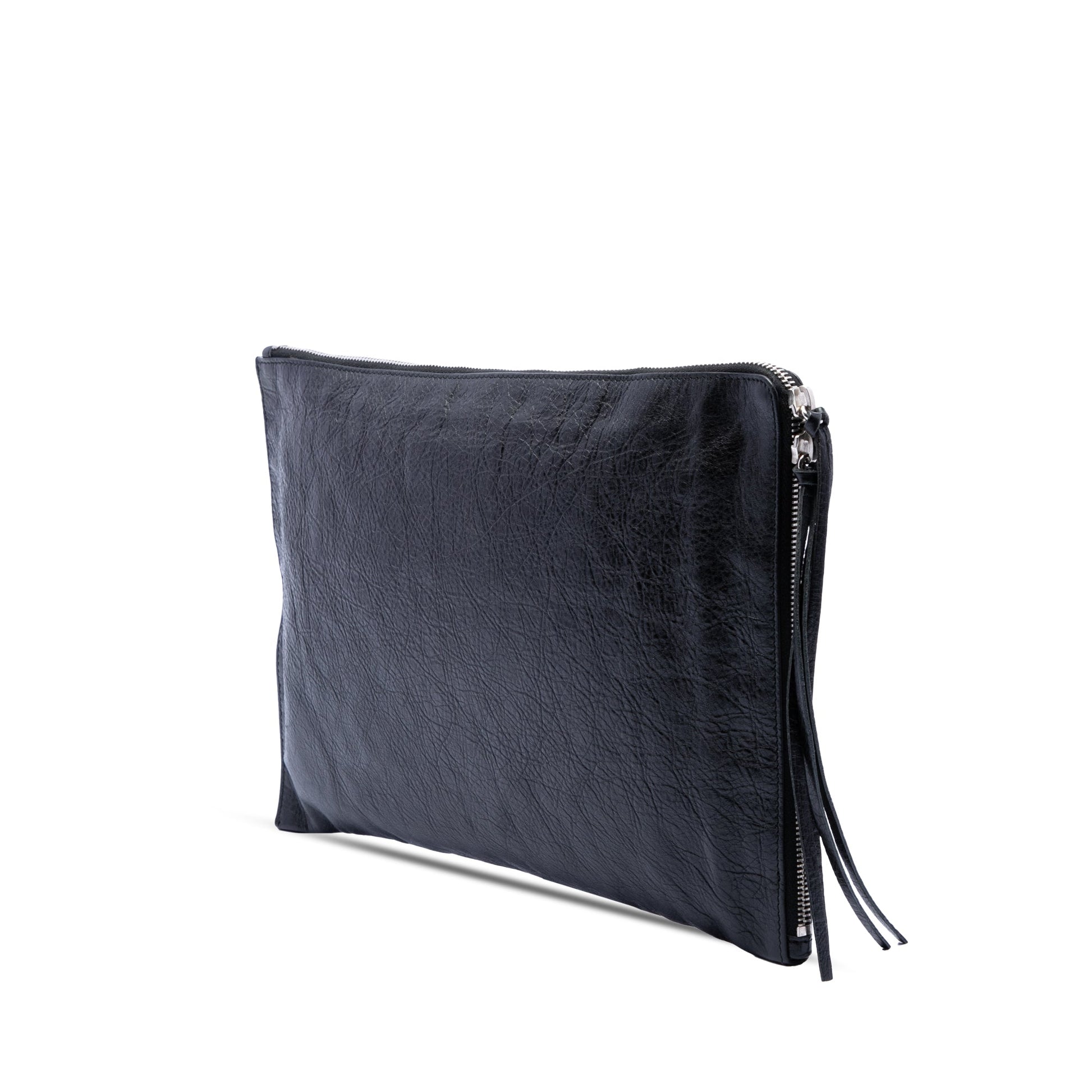 Balenciaga Lambskin Motocross Classic Zip Around Flat Clutch