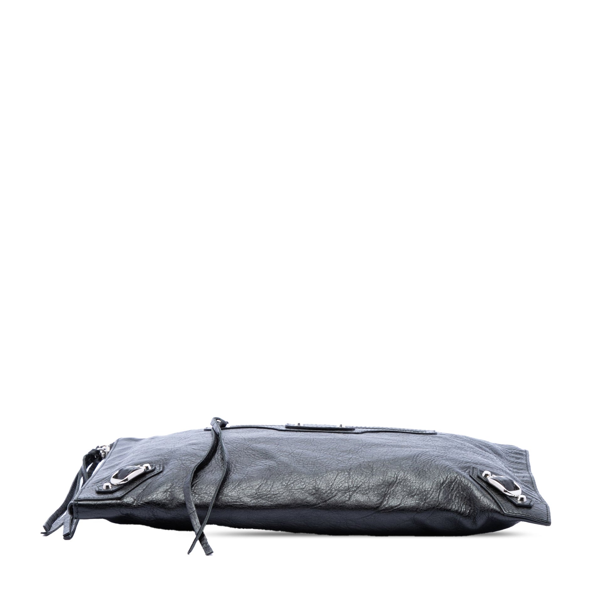 Balenciaga Lambskin Motocross Classic Zip Around Flat Clutch