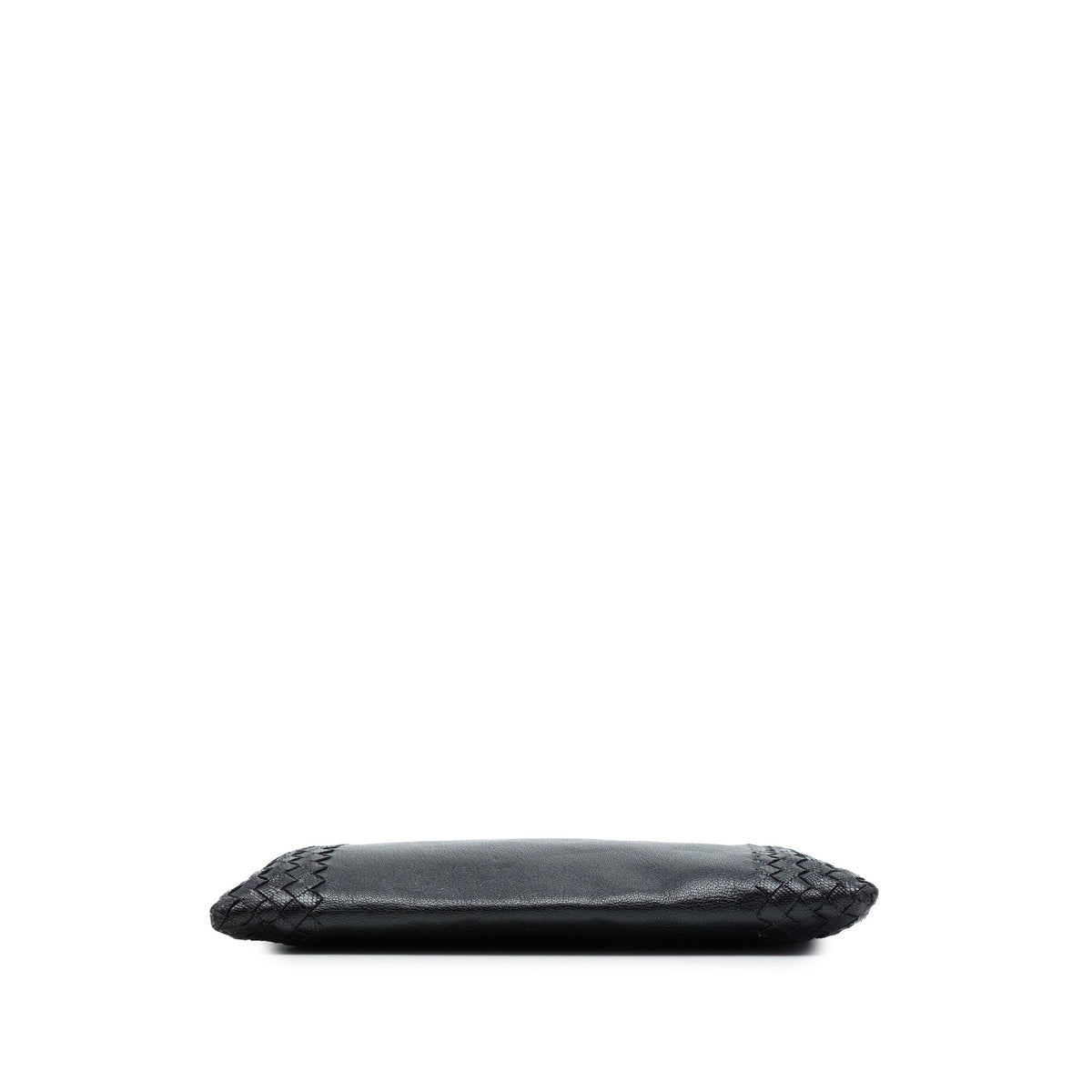 Bottega Veneta Intrecciato Trimmed Nappa Clutch — Black