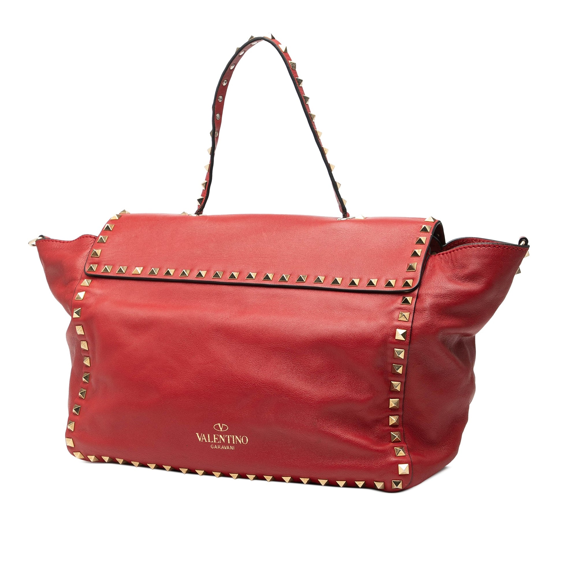 Valentino Medium Leather Rockstud Trapeze Flap Satchel