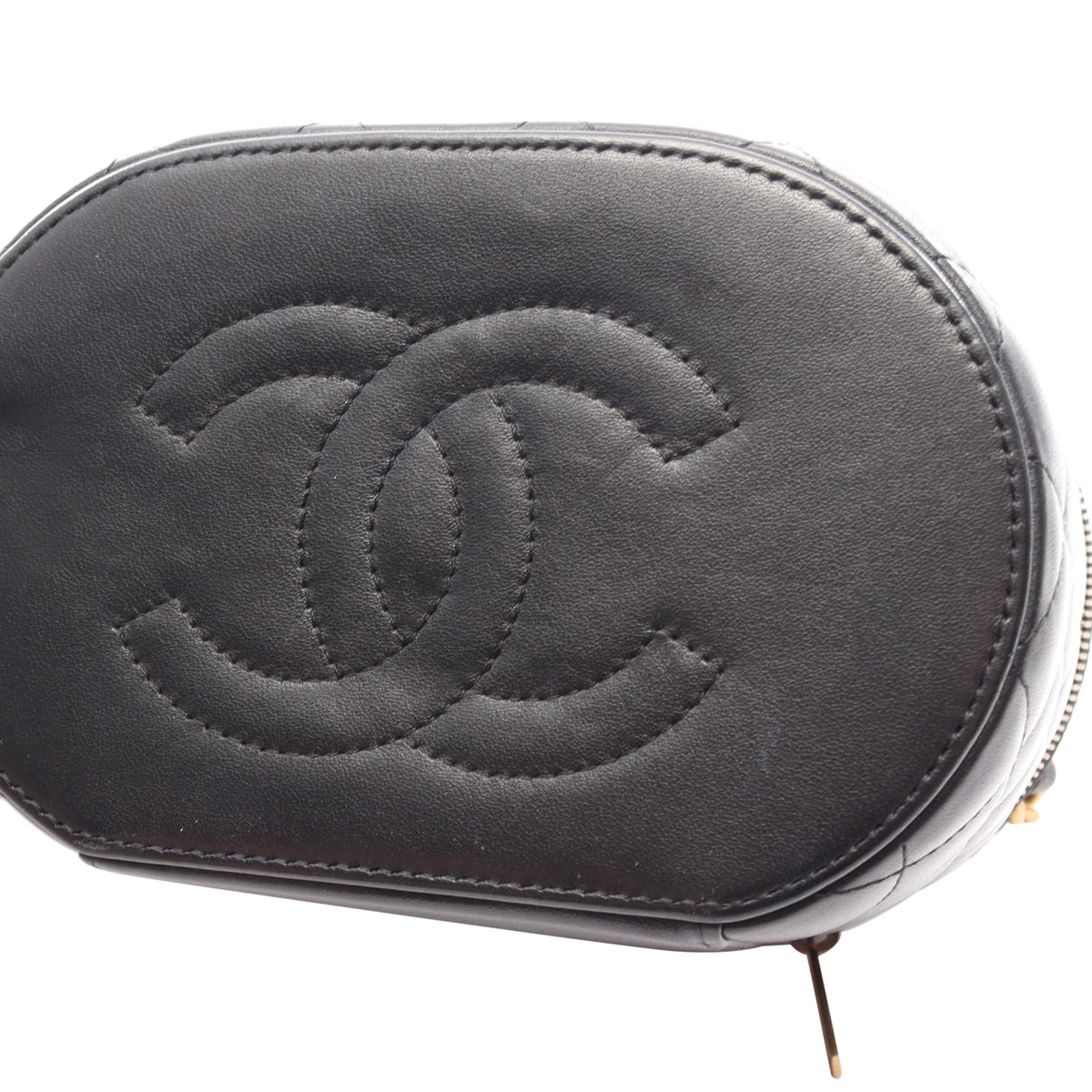 Chanel Quilted Lambskin Top Handle Vanity Case With Chain