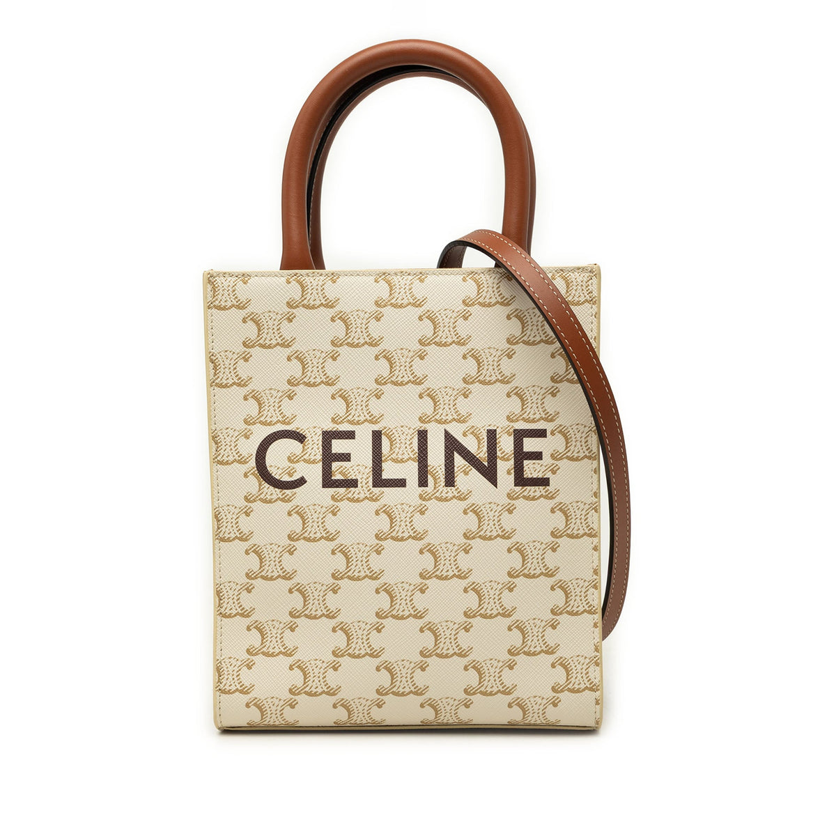 Celine Mini Triomphe Coated Canvas Vertical Cabas Satchel