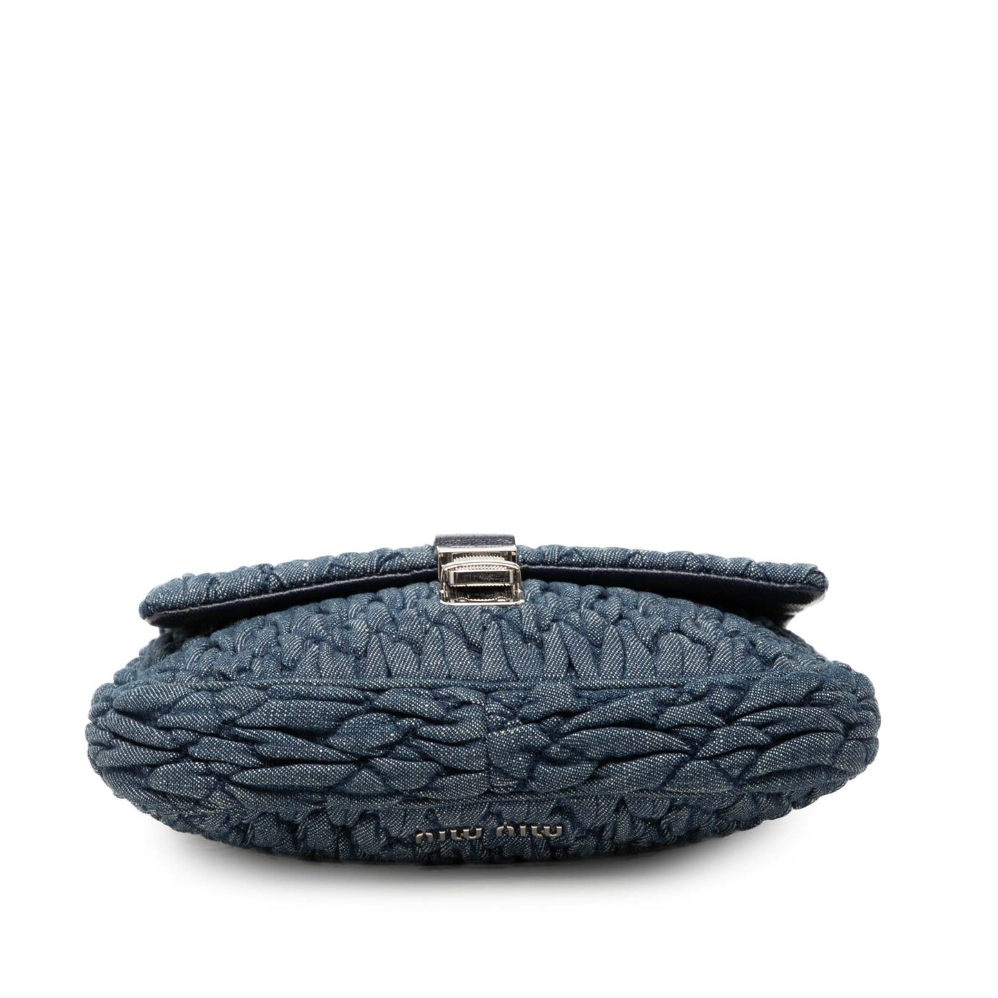Miu Miu Matelasse Denim Crystal Chain Satchel