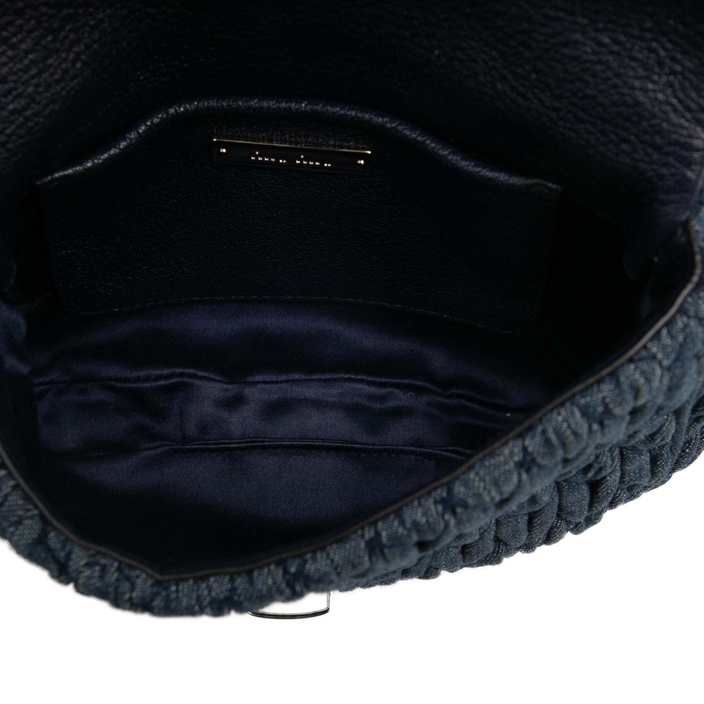 Miu Miu Matelasse Denim Crystal Chain Satchel