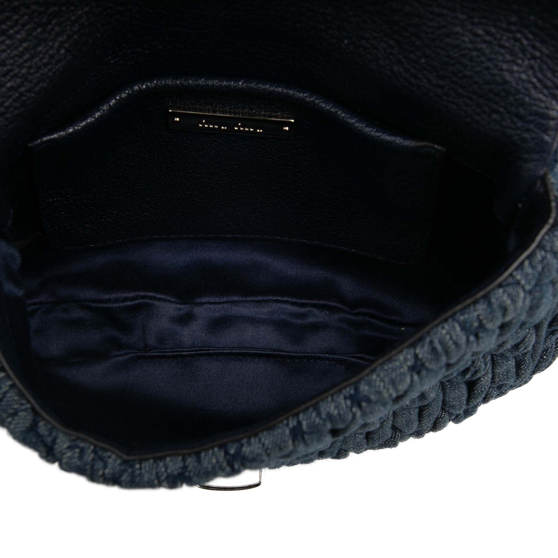 Miu Miu Matelasse Denim Crystal Chain Satchel