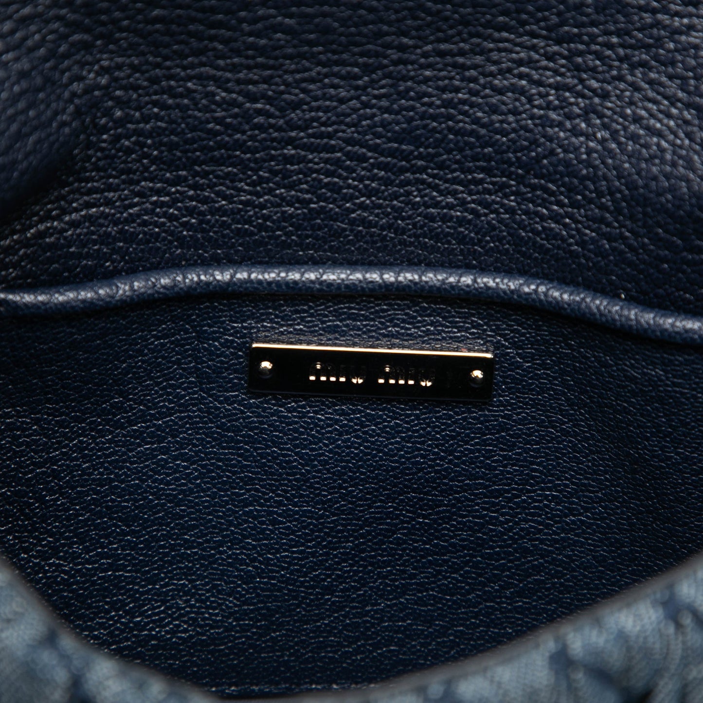 Miu Miu Matelasse Denim Crystal Chain Satchel