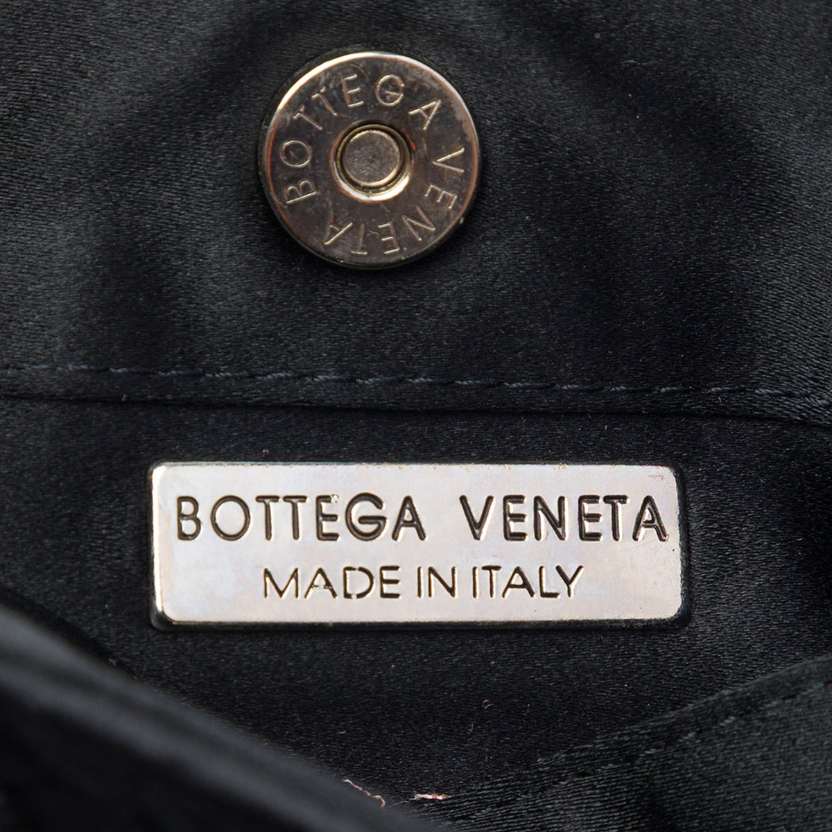 Bottega Veneta Satin Intrecciato Shoulder Bag — Black