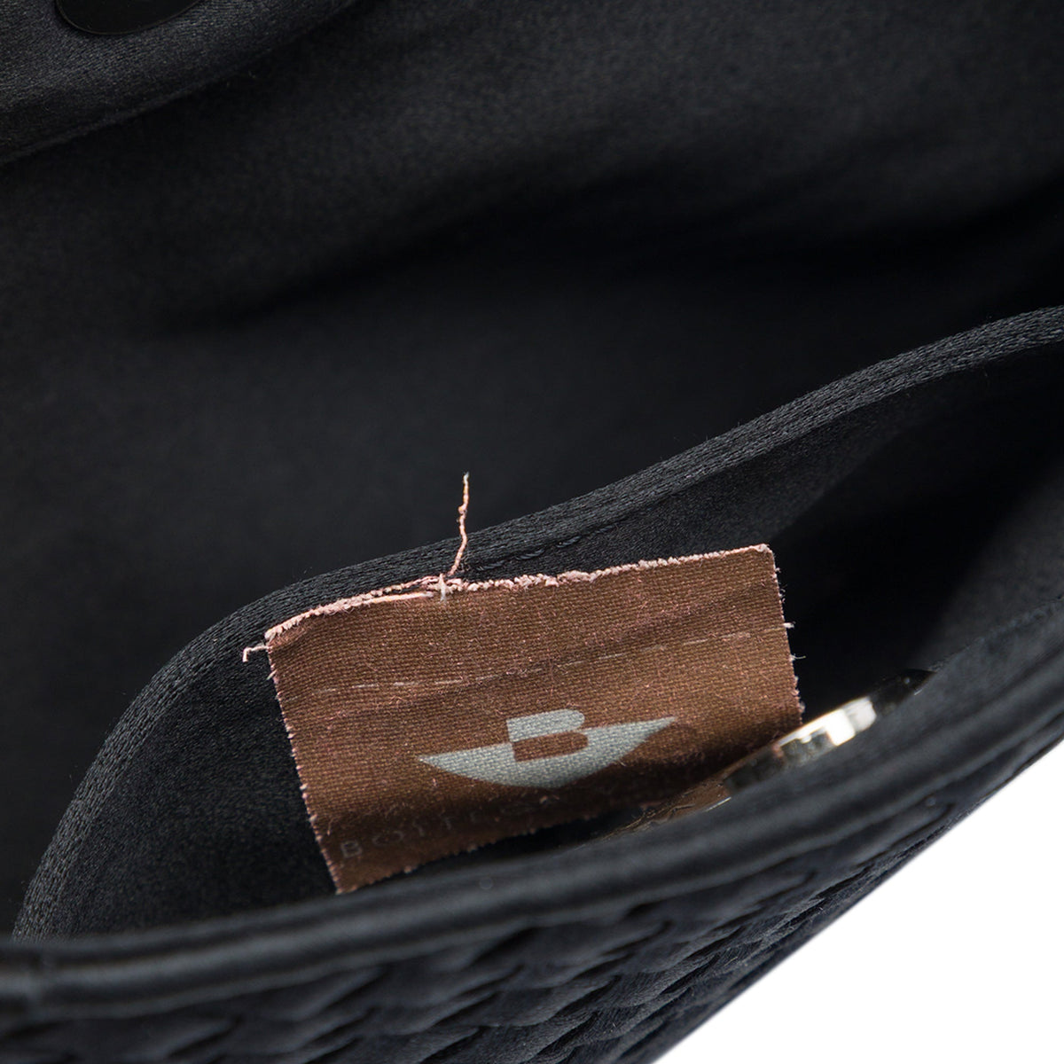 Bottega Veneta Satin Intrecciato Shoulder Bag — Black