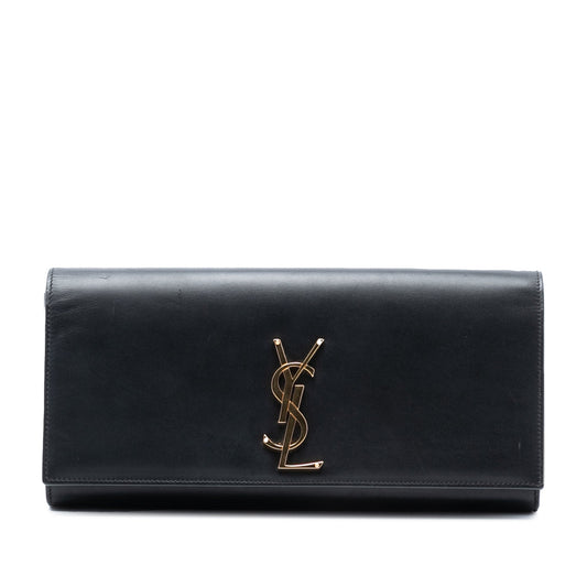 Saint Laurent Leather Monogram Cassandre Clutch