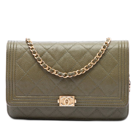 Chanel Quilted Caviar Boy Wallet on Chain