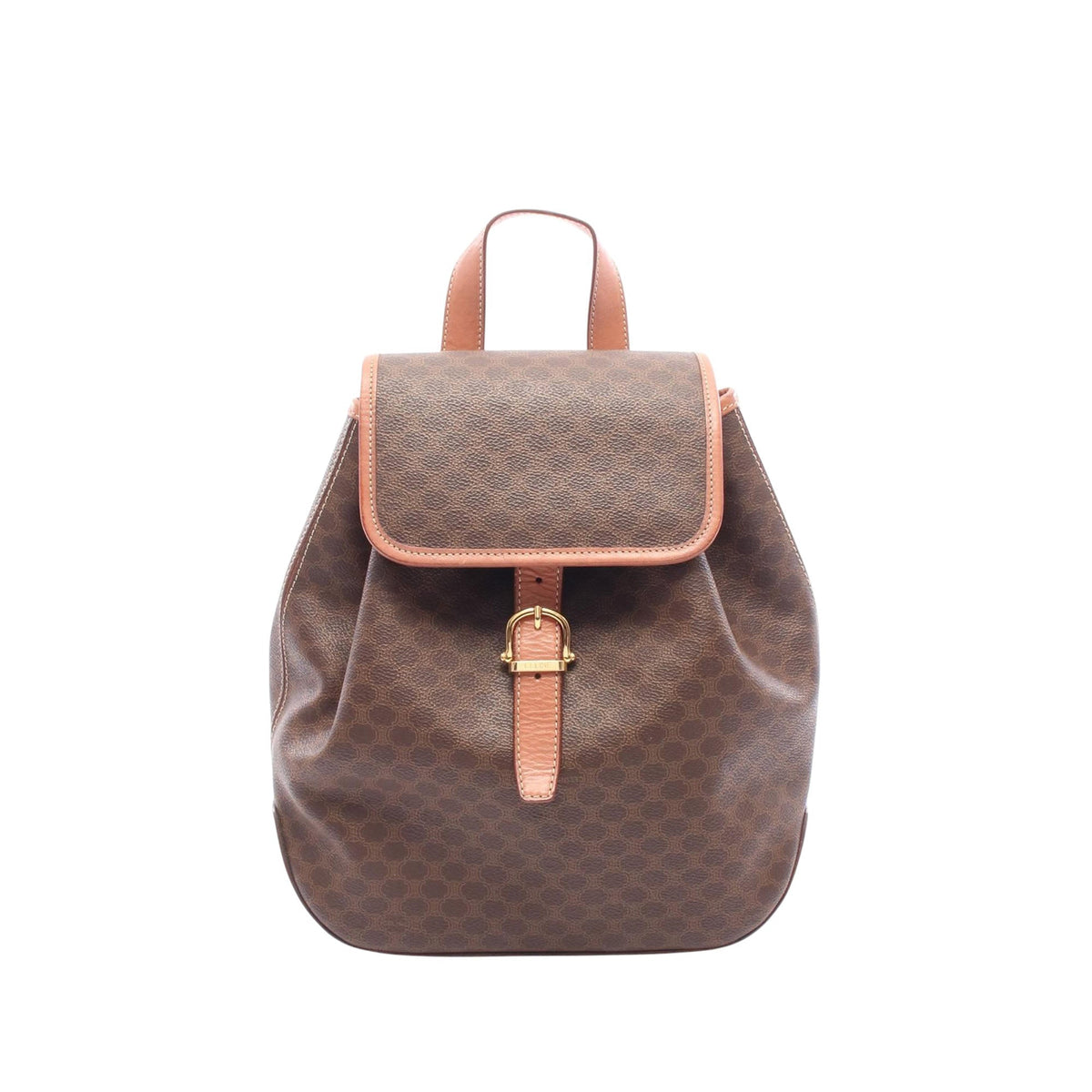 Celine Macadam Coated Canvas Backpack — Brown