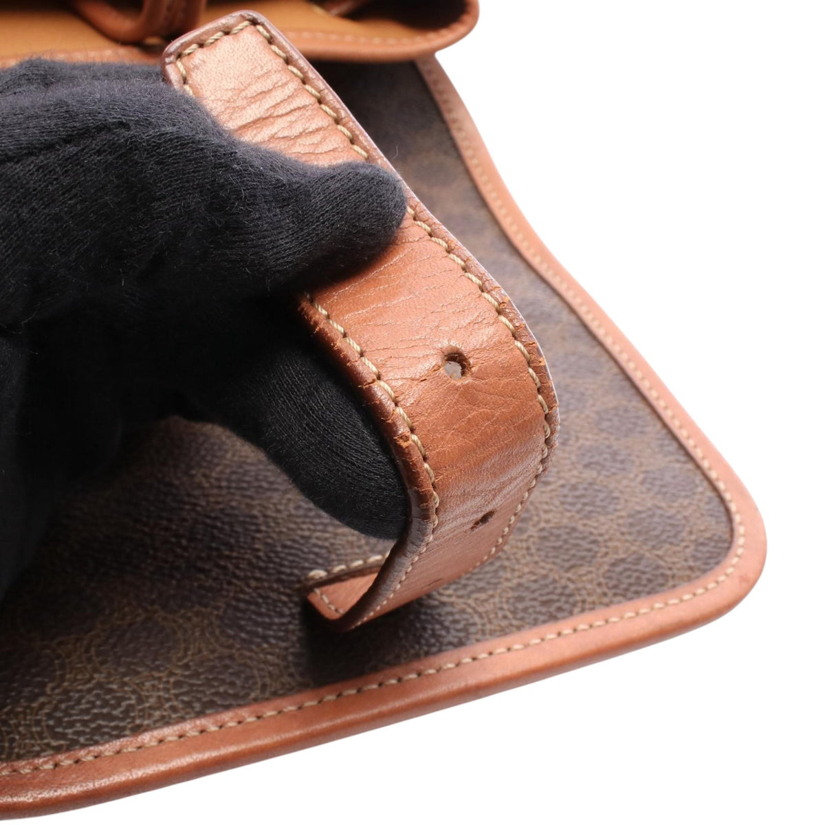 Celine Macadam Coated Canvas Backpack — Brown