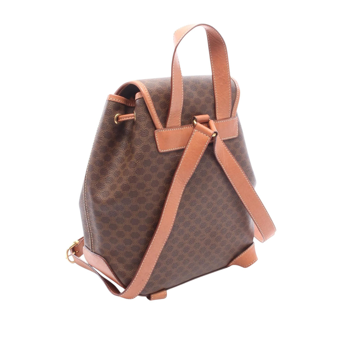 Celine Macadam Coated Canvas Backpack — Brown