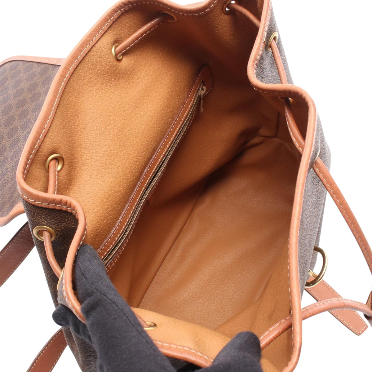 Celine Macadam Coated Canvas Backpack — Brown