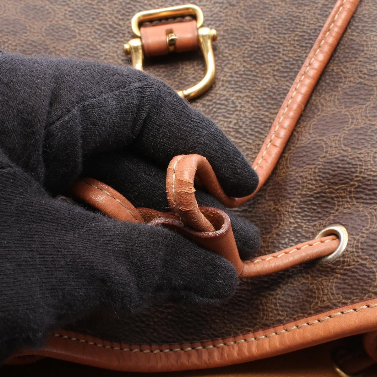 Celine Macadam Coated Canvas Backpack — Brown