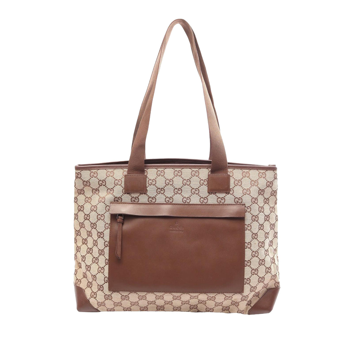 Gucci GG Canvas Front Pocket Tote — Beige