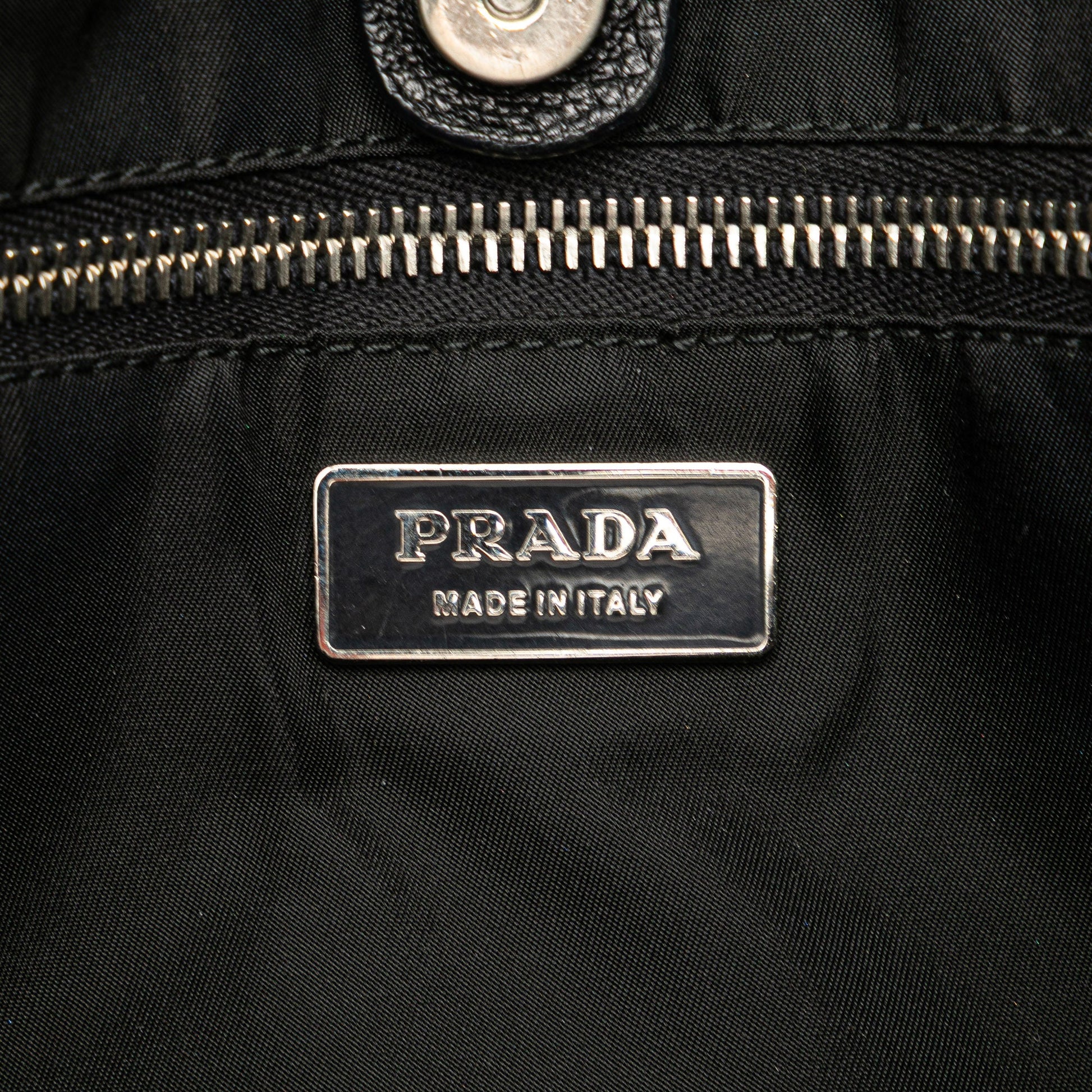 Prada Vitello Trimmed Canvas Canapa Tote