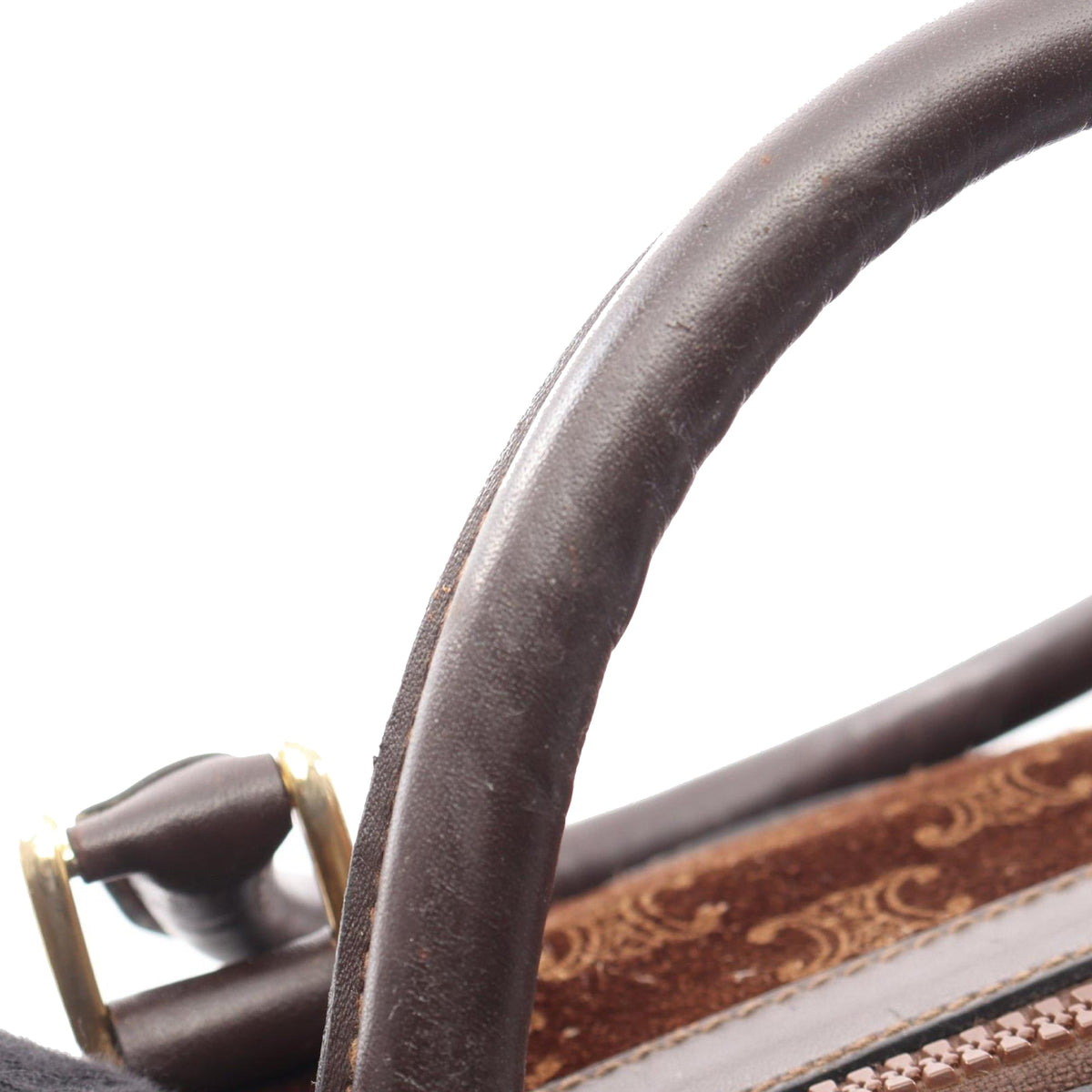 Celine Macadam Suede Boston Bag — Brown