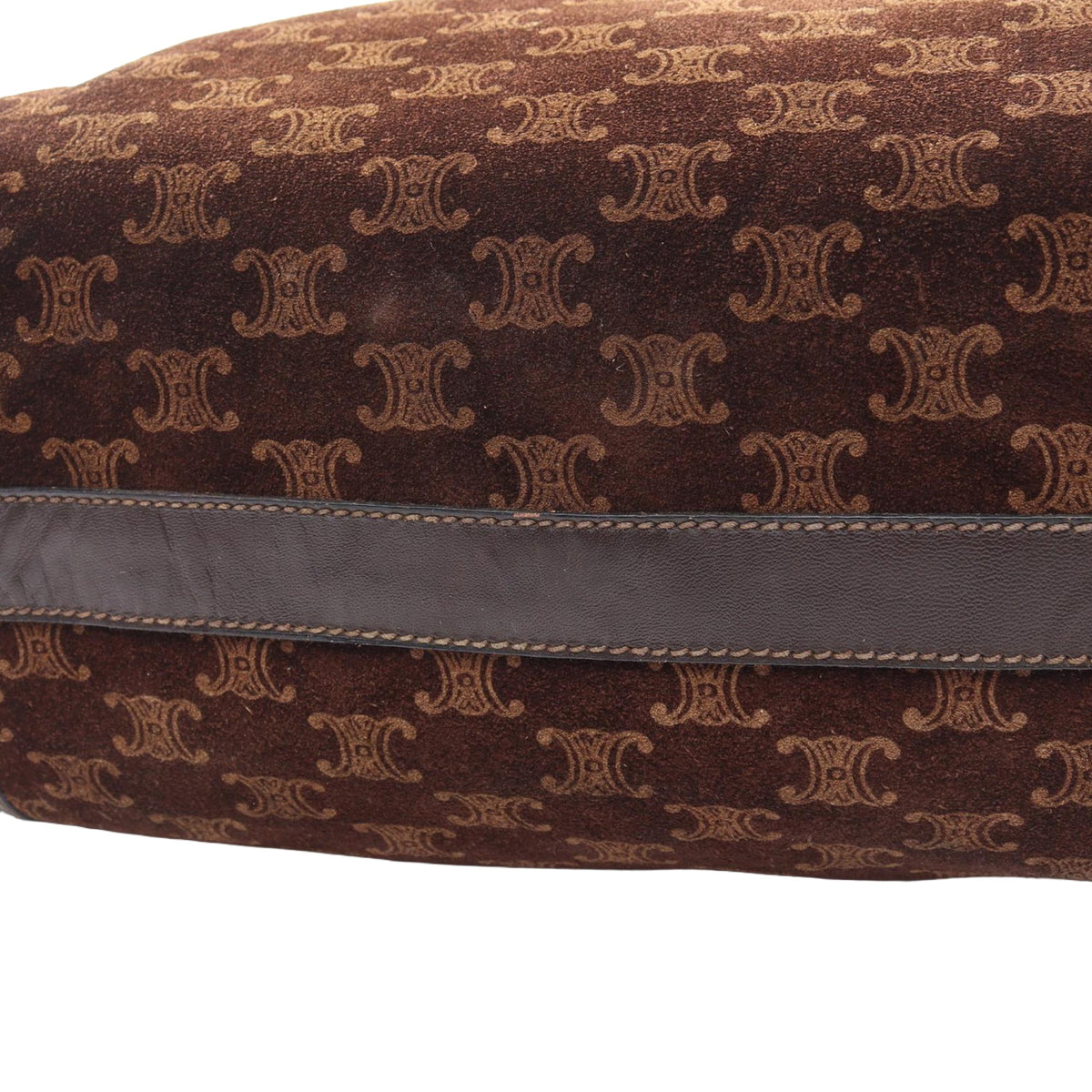 Celine Macadam Suede Boston Bag — Brown