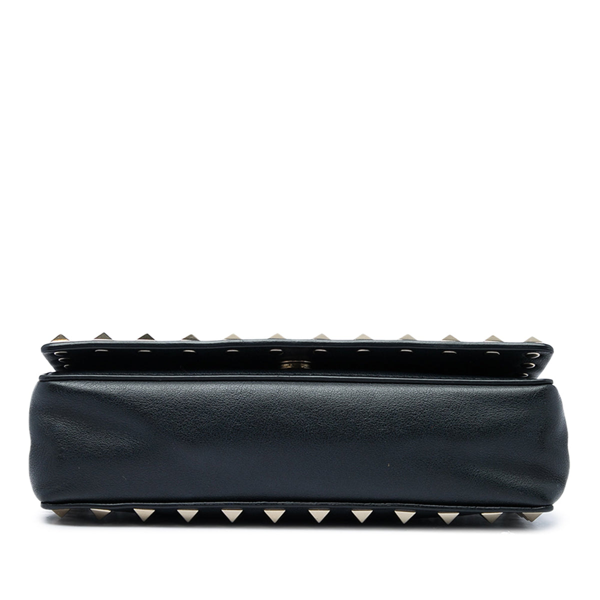Valentino Calfskin Rockstud Wallet On Chain — Black