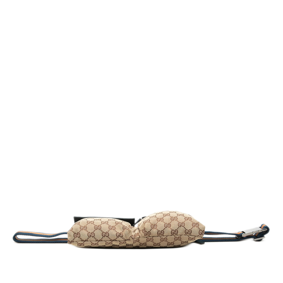 Gucci GG Canvas Web Double Pocket Belt Bag — Beige