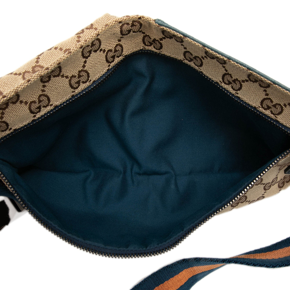 Gucci GG Canvas Web Double Pocket Belt Bag — Beige