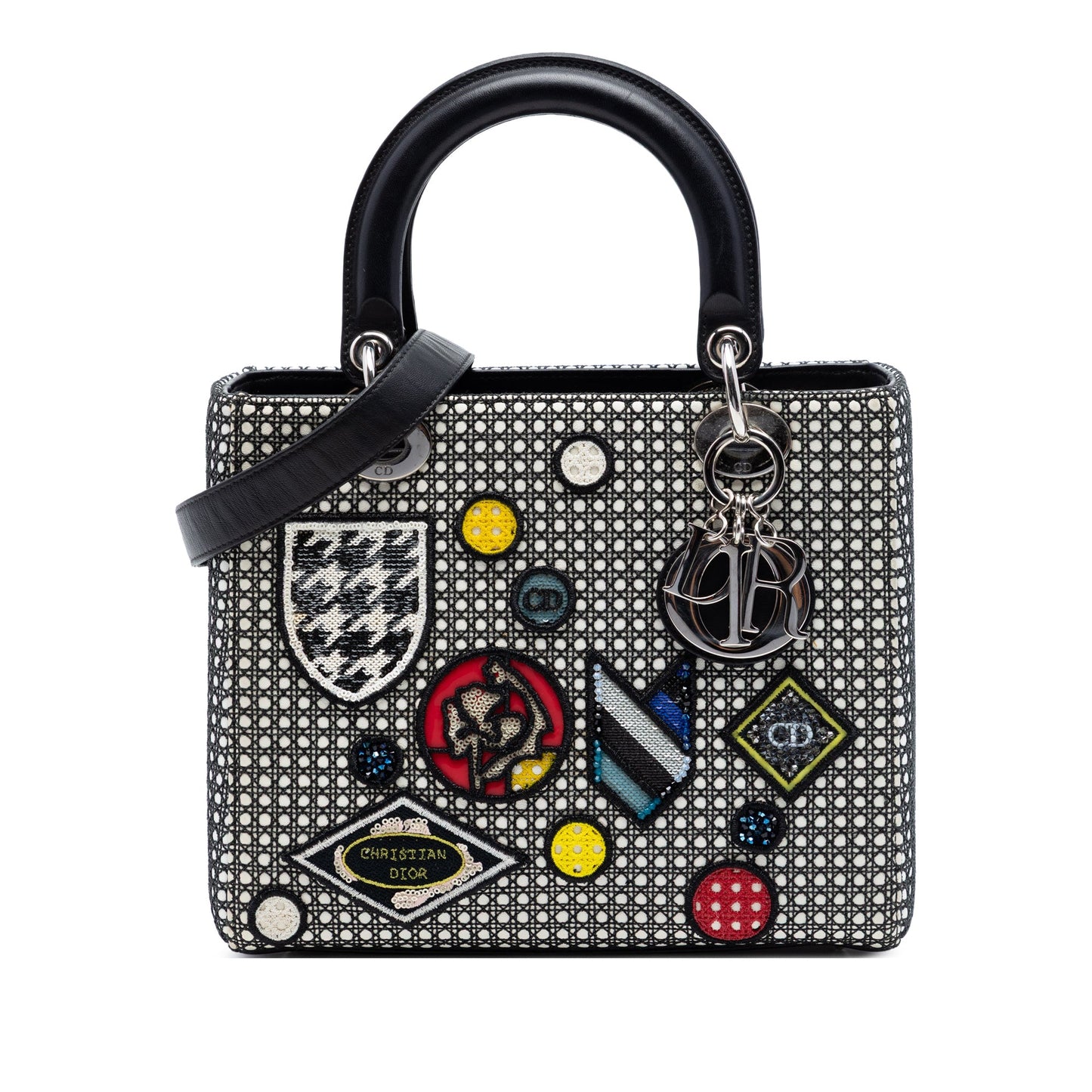 Dior Medium Calfskin Mesh Microcannage Patches Lady Dior