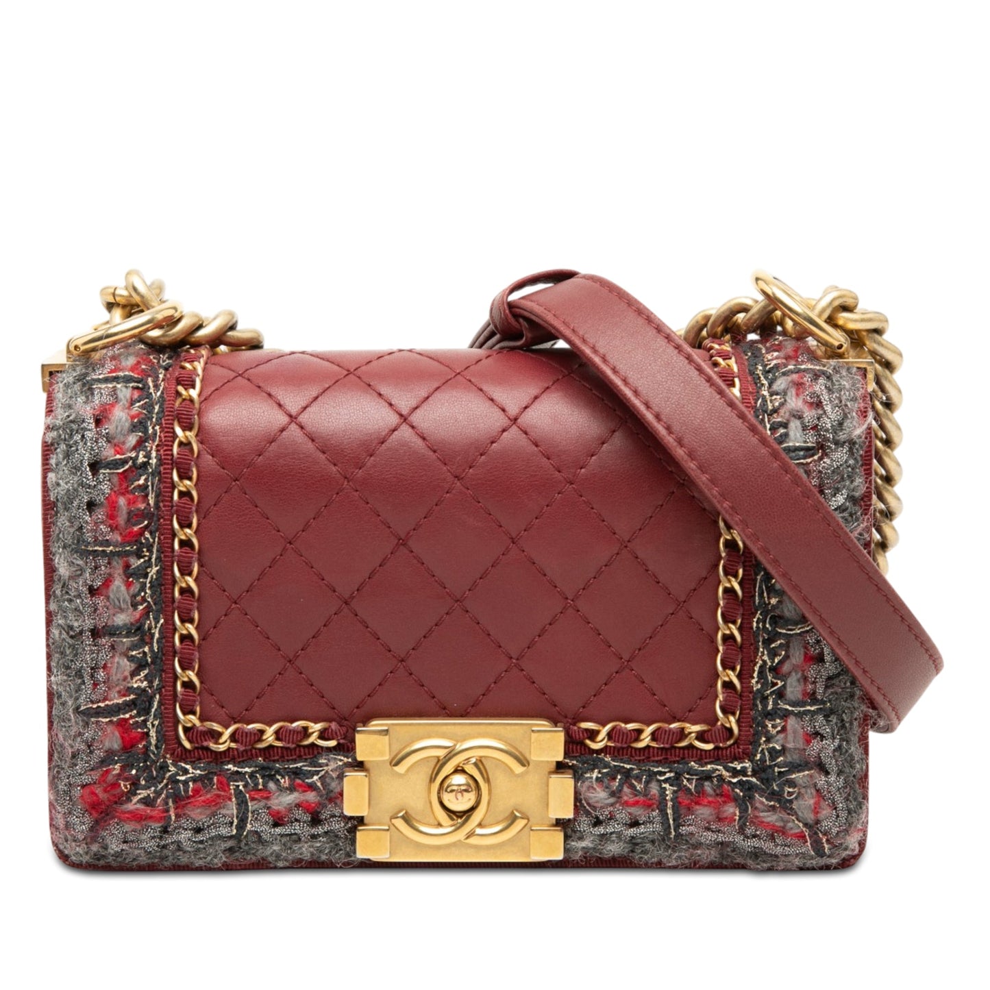 Chanel Small Quilted Lambskin and Braided Tweed Jacket Boy Flap