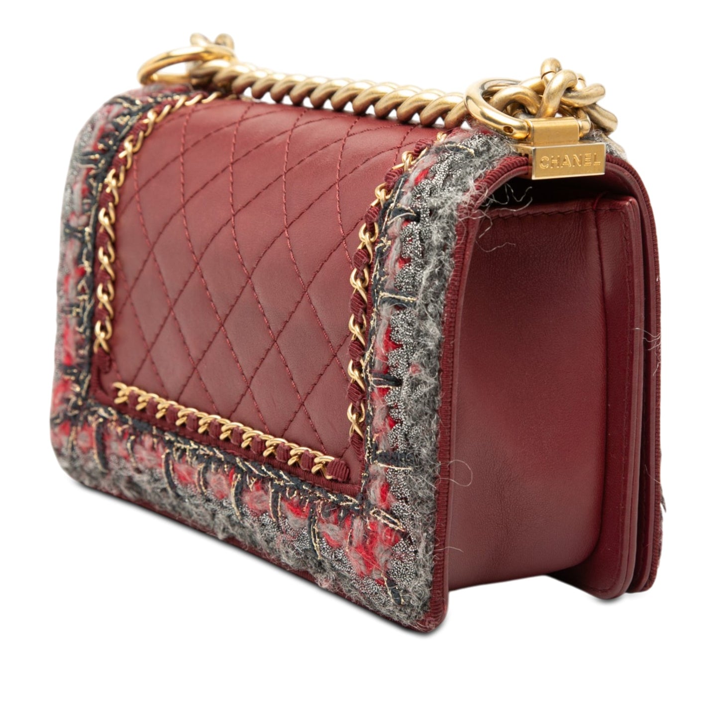 Chanel Small Quilted Lambskin and Braided Tweed Jacket Boy Flap