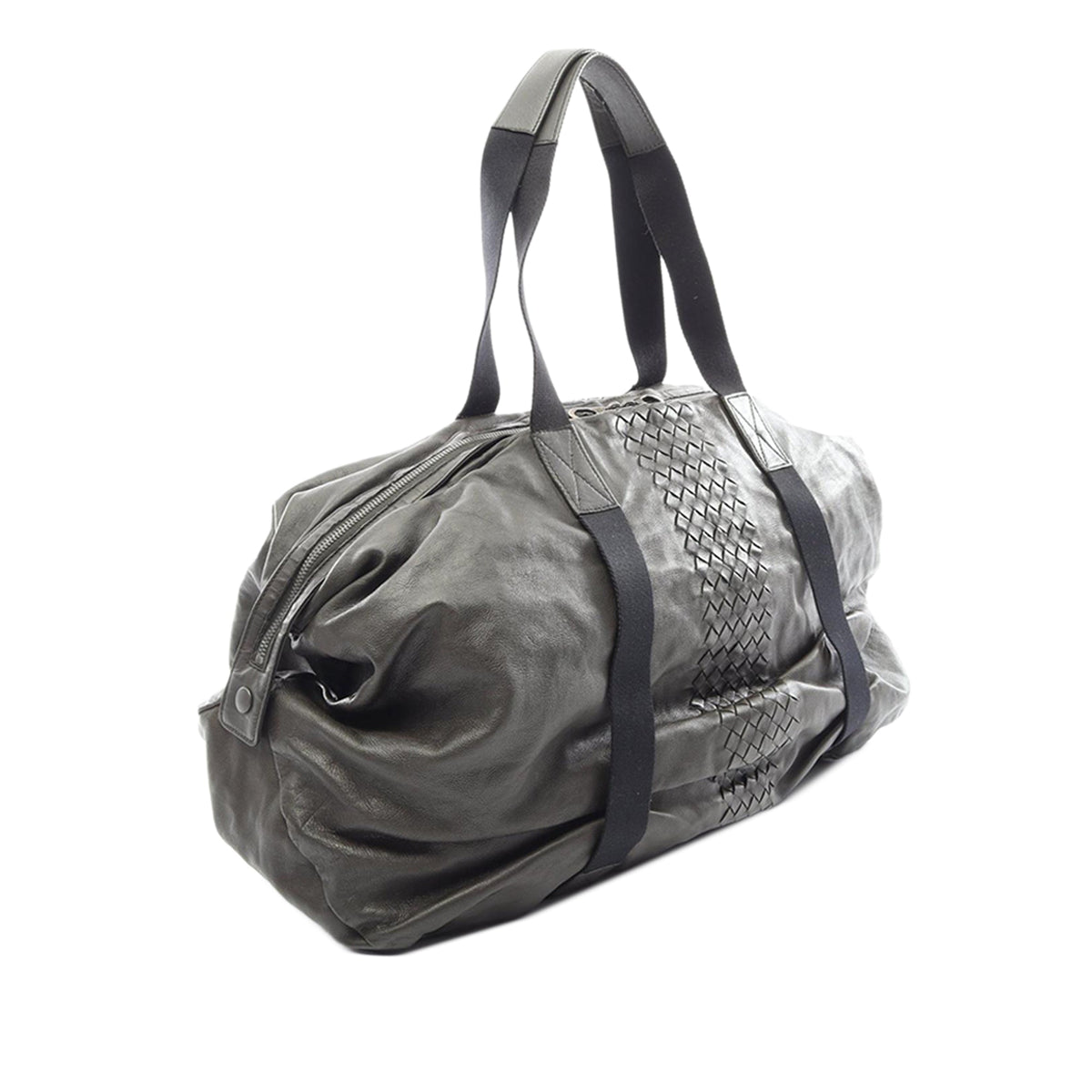 Bottega Veneta Nappa Intrecciato Trimmed Travel Bag — Brown
