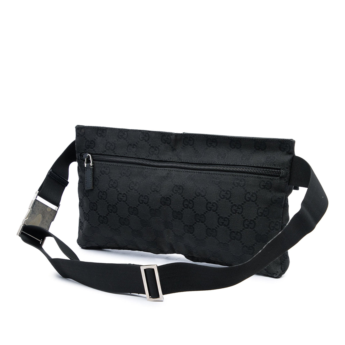 Gucci GG Canvas Double Pocket Belt Bag — Black