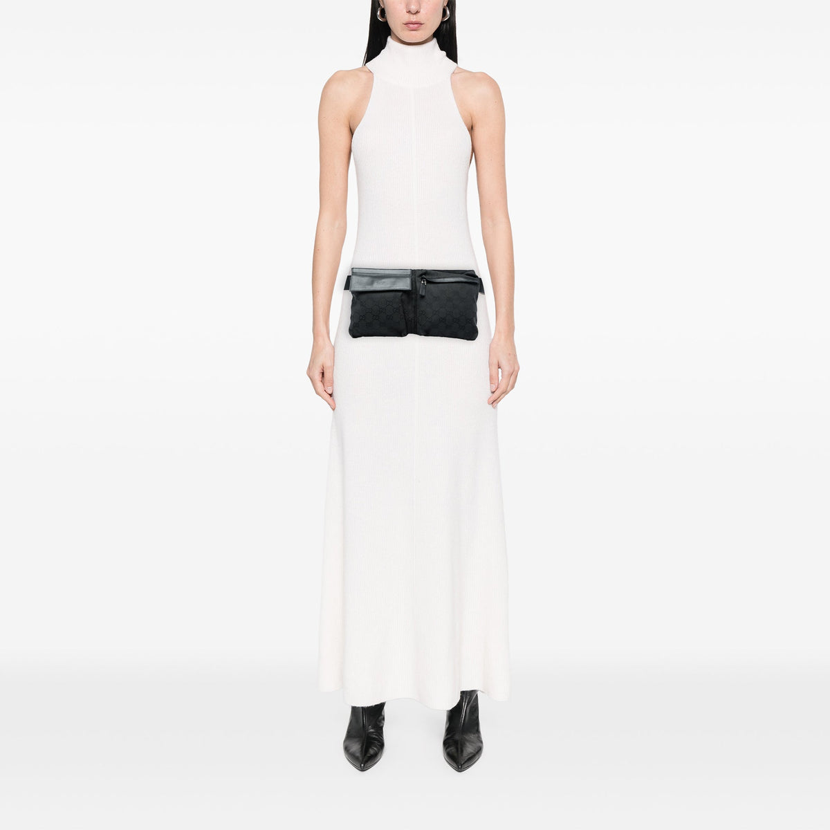 Gucci GG Canvas Double Pocket Belt Bag — Black