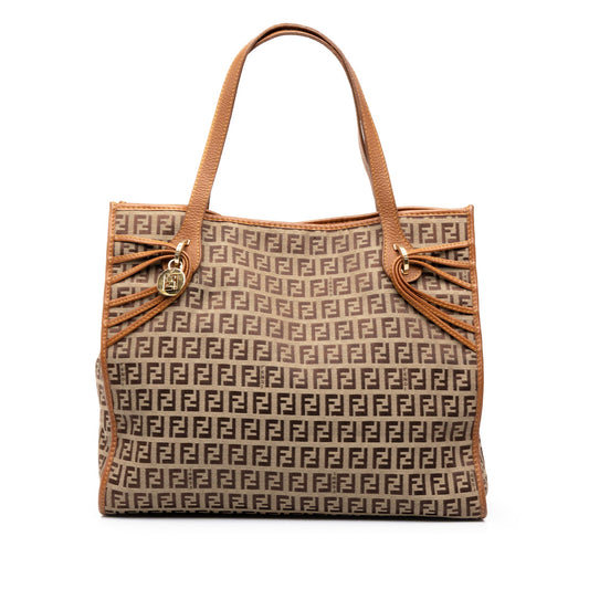 Fendi Zucchino Canvas Tote — Beige