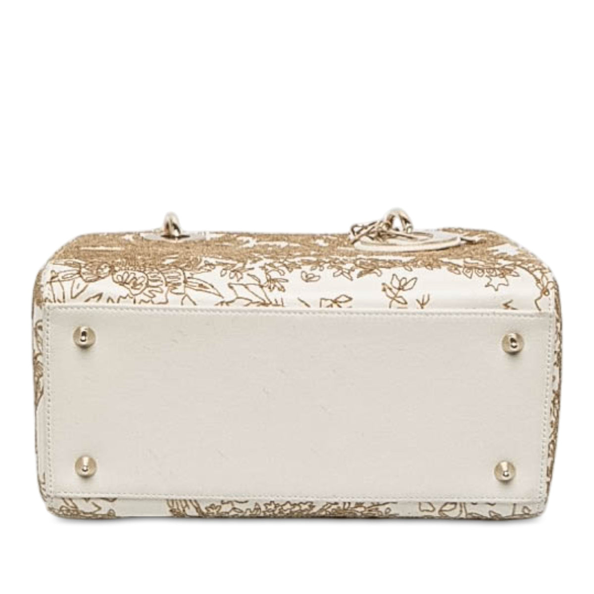 Dior Medium Calfskin Embroidered Jardin D Hiver Lady Dior — White