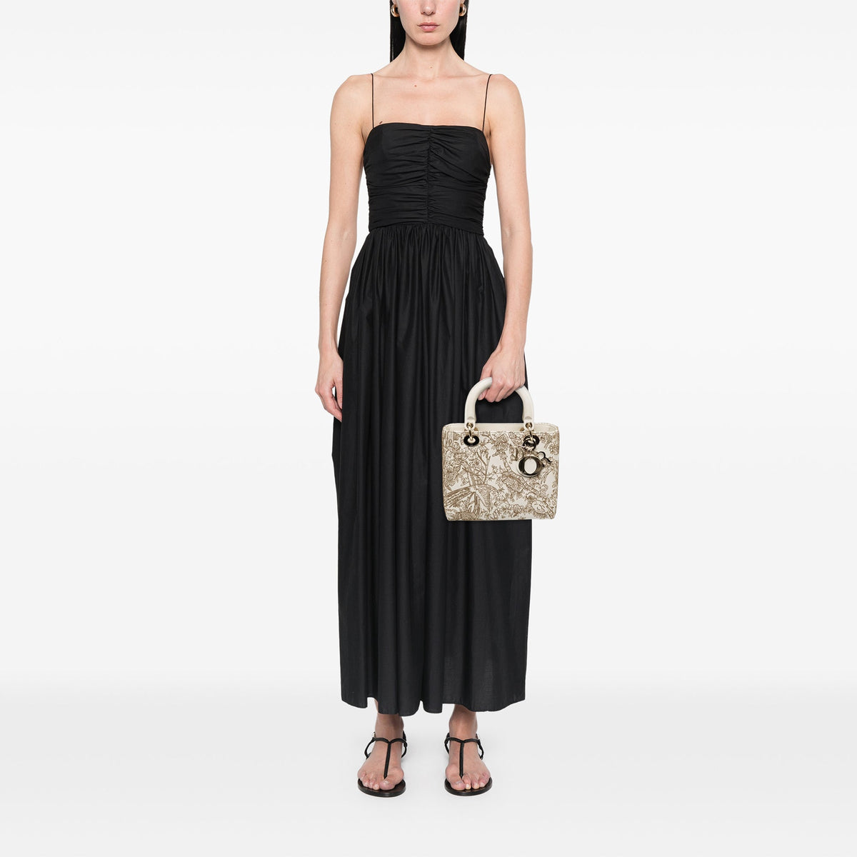Dior Medium Calfskin Embroidered Jardin D Hiver Lady Dior — White