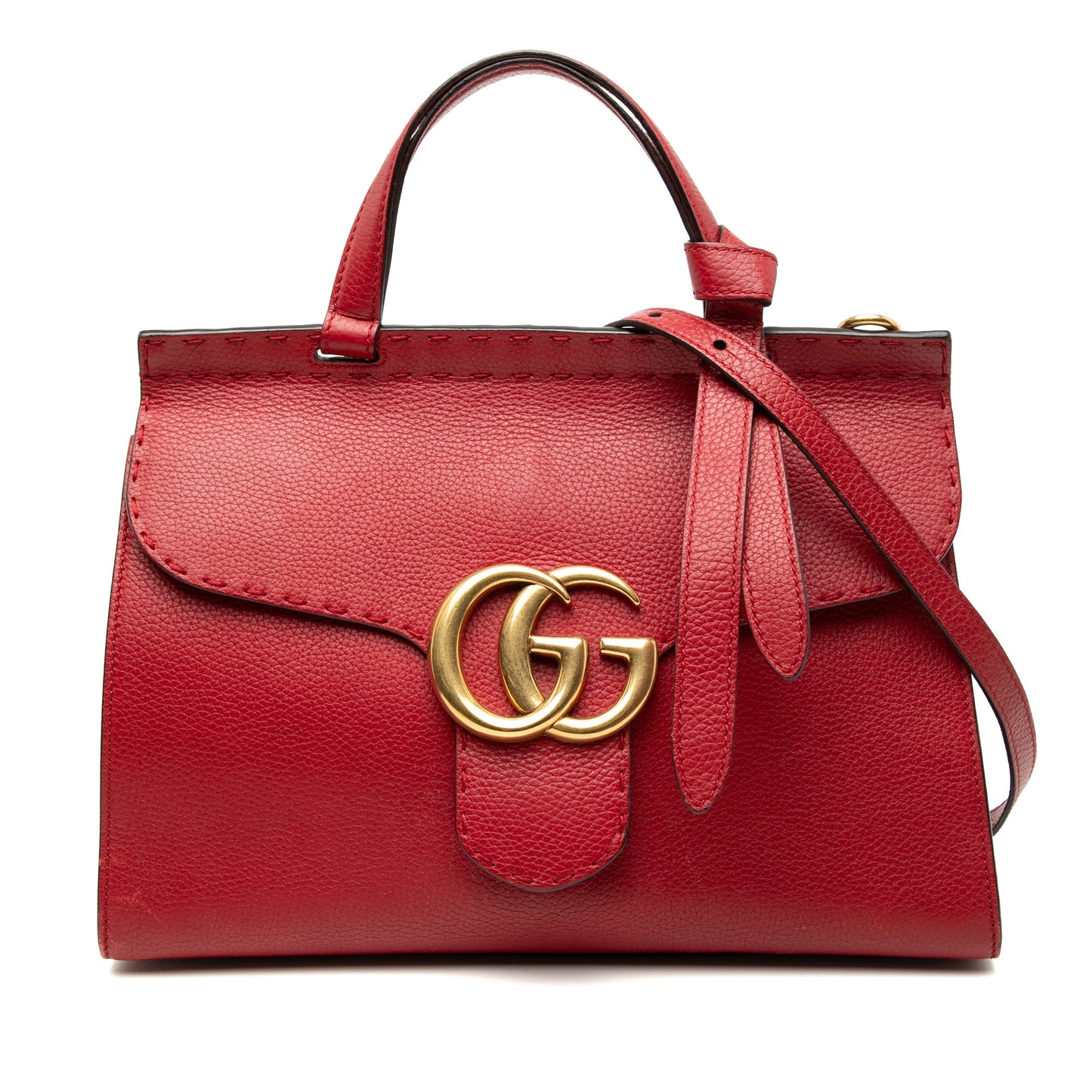 Gucci Medium GG Marmont Grained Leather Top Handle Satchel
