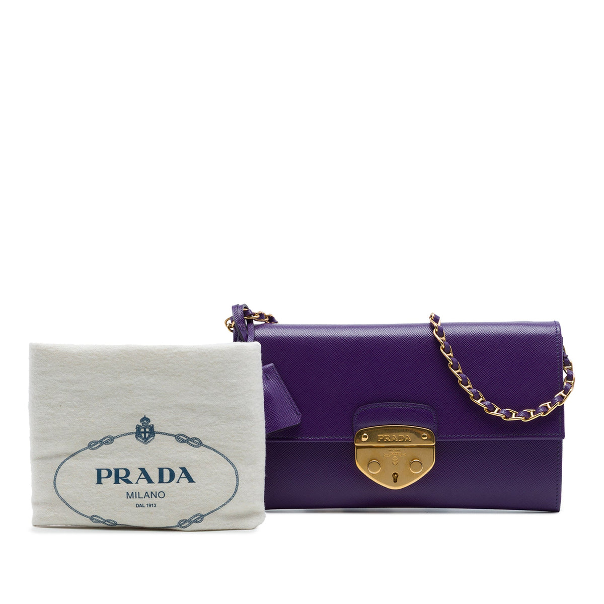 Prada Saffiano Sound Lock Wallet on Chain