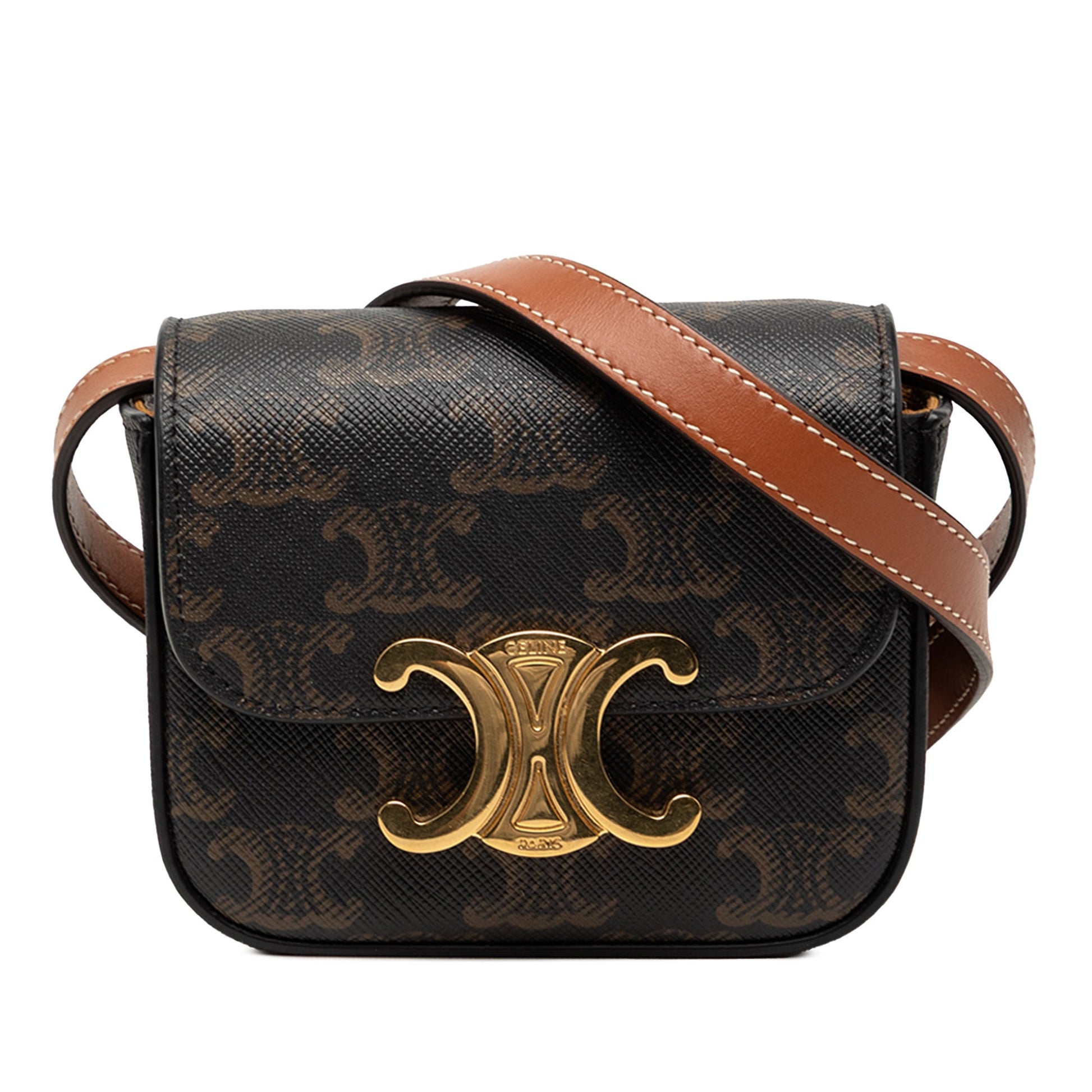 Celine Mini Triomphe Coated Canvas Claude Crossbody