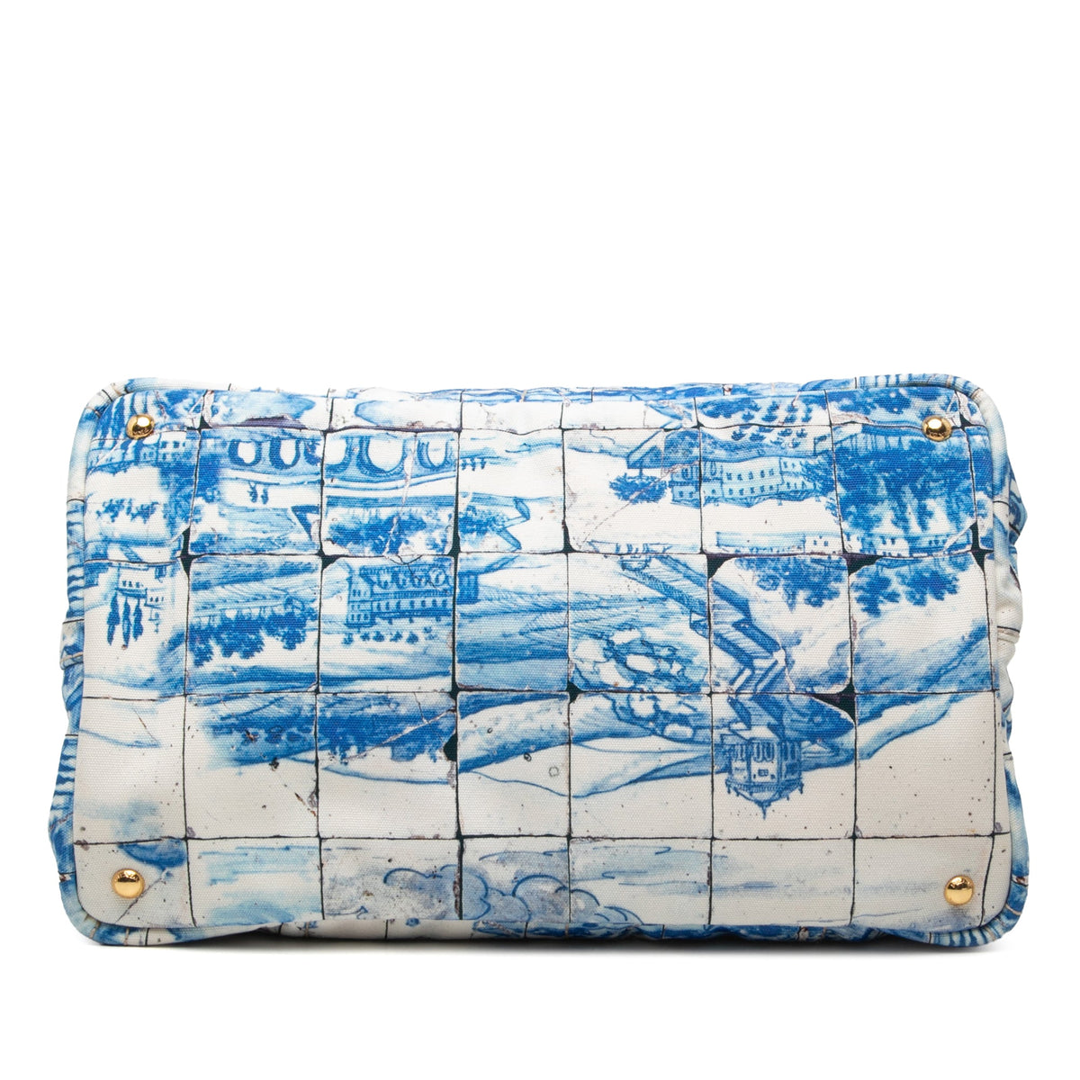 Prada Large Canvas Canapa Azulejos Satchel