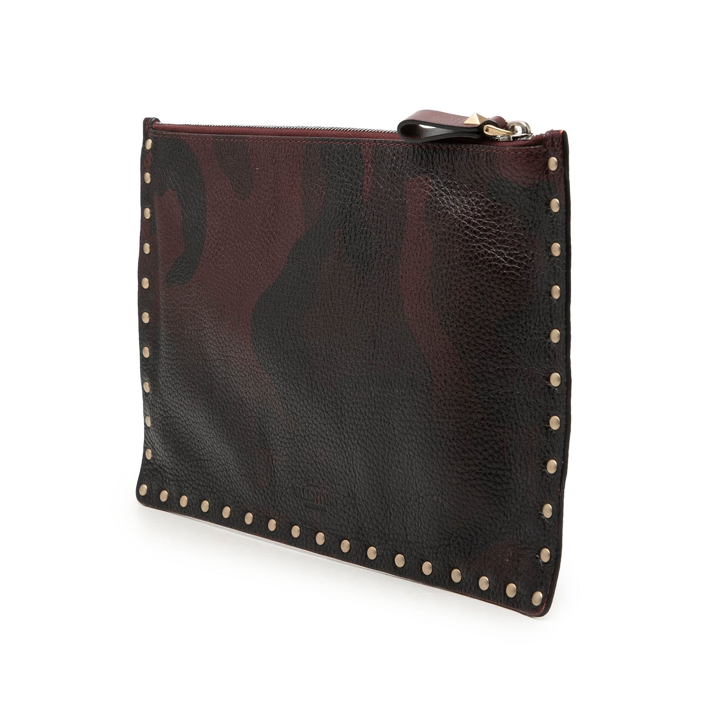 Valentino Grained Calfskin Rockstud Camouflage Zip Clutch