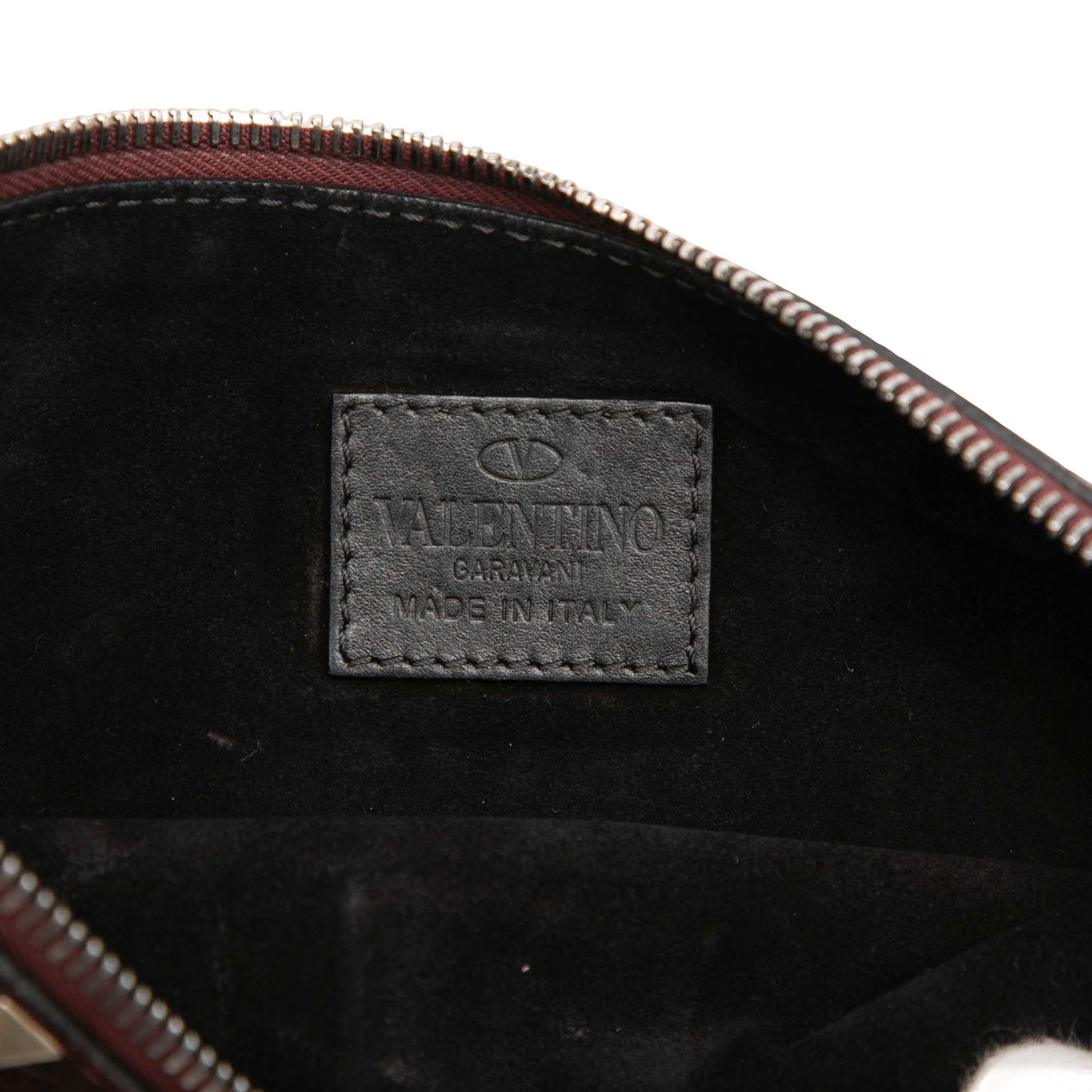 Valentino Grained Calfskin Rockstud Camouflage Zip Clutch